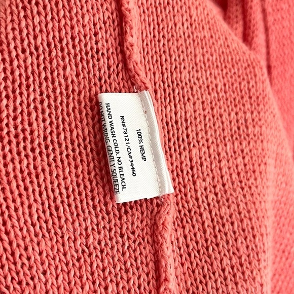 Eileen Fisher Coral Peach Hemp Open Cardigan Size Medium/Large - Picture 3 of 6